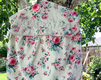 Pink Roses Lingerie/Laundry hanging bag Clothes Pin bag Shabby Cottage Closet decor top & bottom opening