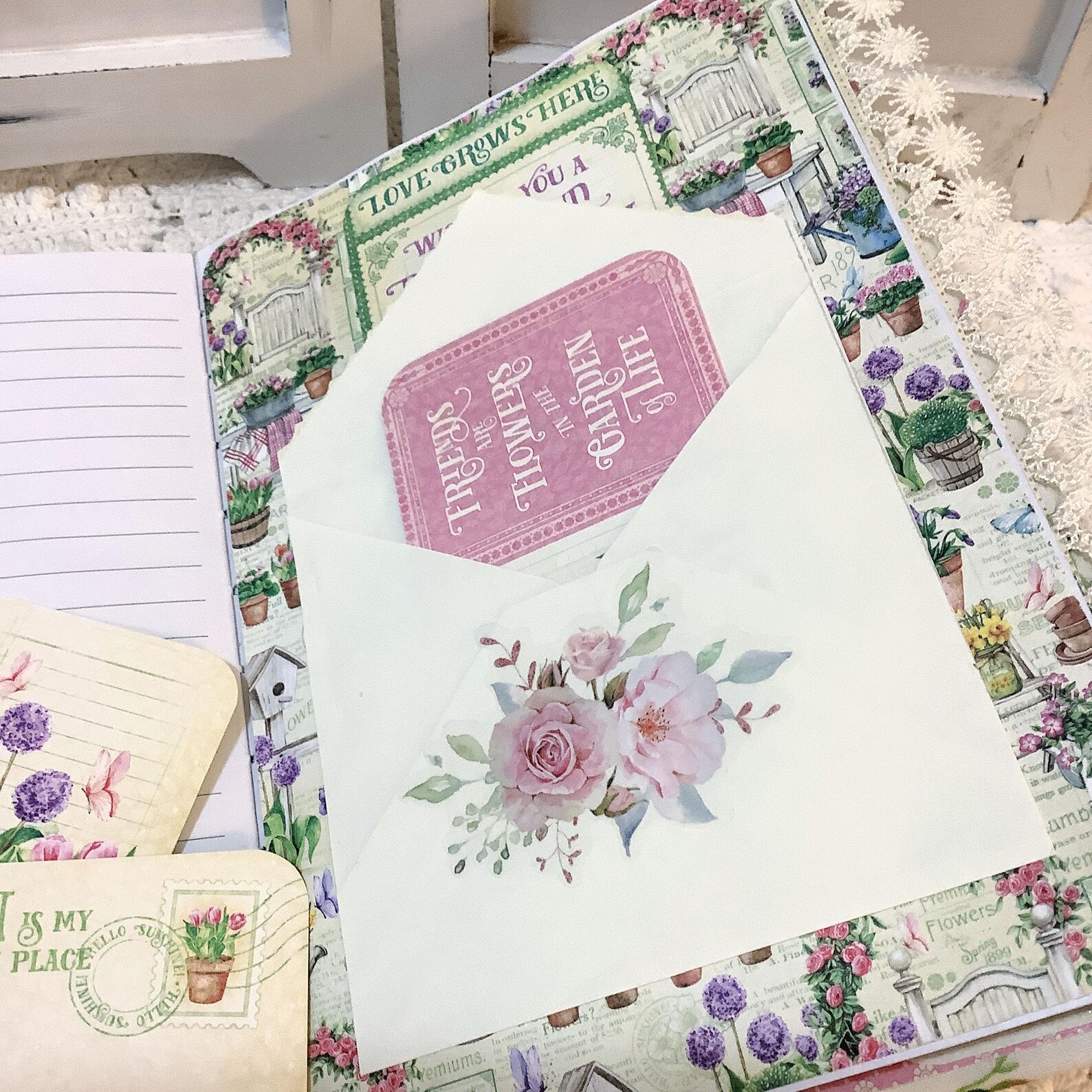 Embellished Journal: Cottage Garden Padded Fabric Travel Journal W ...
