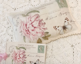 Peony Vintage Postcard Sachet Pink French Lavender buds