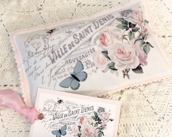 Vintage French City Lavender Sachet Shabby Pink Roses French Lavender buds