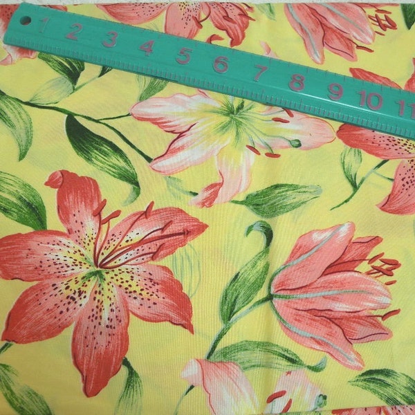 HAWAIIAN fabric TROPICAL Lily flowers destash