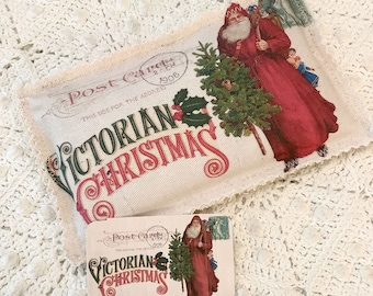 Victorian Santa sachet Vintage Christmas Postcard Balsam Fir or Lavender Buds