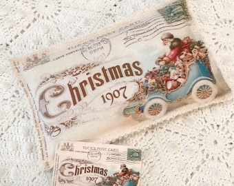 Vintage Christmas Postcard Sachet: Balsam Fir needles