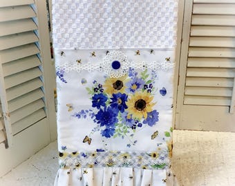 Kitchen towel; Sunflowers & Bees lace trim