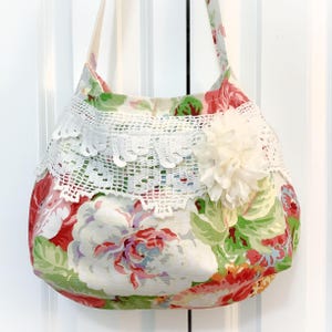 Rose Garden Slouchy Hobo Boho Handtasche mit langem Schulterriemen