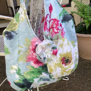 Pink Rose Market tote packable Blue Groceries Beach Pool Boho bag style