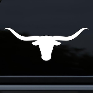 Texas Longhorns Bull Cow Horns Cattle Lone Star Flag Banner sticker decal, Longhorn bumper sticker