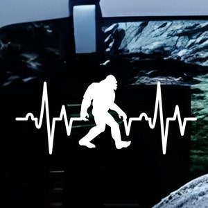 Bigfoot Heartbeat Decal - Multiple Colors and Sizes -Sasquatch Decal, Vinyl Decal, Window Sticker