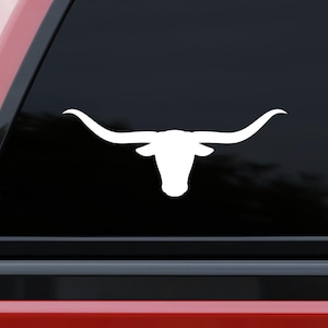 Texas Longhorns Bull Cow Horns Cattle Lone Star Flag Banner sticker decal, Longhorn bumper sticker