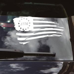 1776 Flag Vinyl Decal- Multiple Colors and Sizes - Vinyl Car Decal, Patriotic, American, Truck Decal