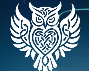 Celtic Owl Vinyl Decal: Car Bumper Sticker