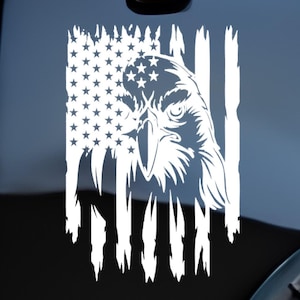 Eagle Flag Decal - Multiple Colors and Sizes -Flag Decal, Vinyl Decal