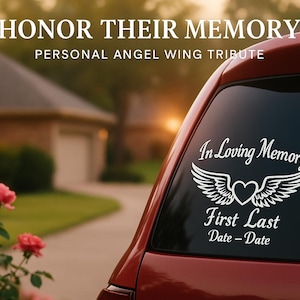 Personalized Memorial Decal: In Loving Memory Angel Wings