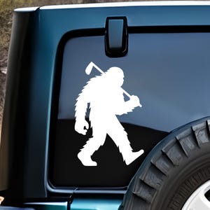 Bigfoot Golfer Decal - Multiple Colors and Sizes -Sasquatch Decal, Vinyl Decal