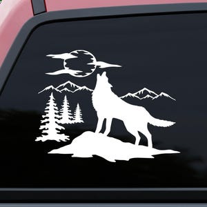 Howling Wolf Vinyl Decal: Car Window Sticker