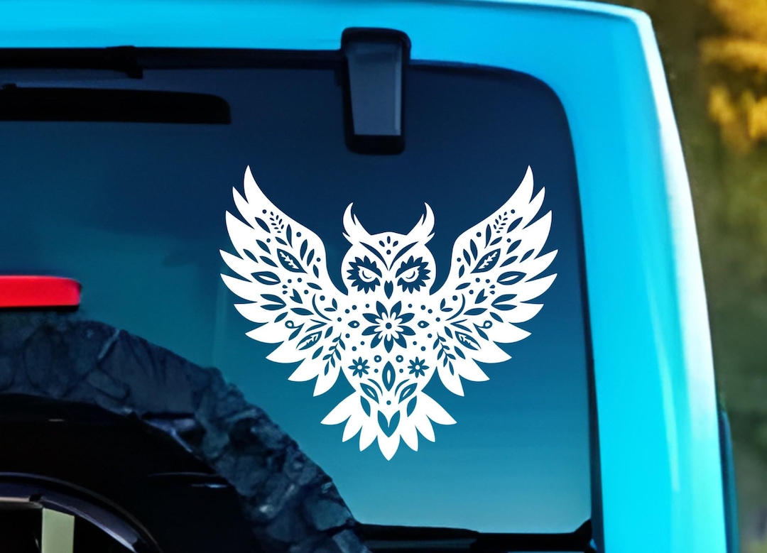 Floral Owl Vinyl Decal | Nature Inspired Car Sticker | Owl Lover Gift ...