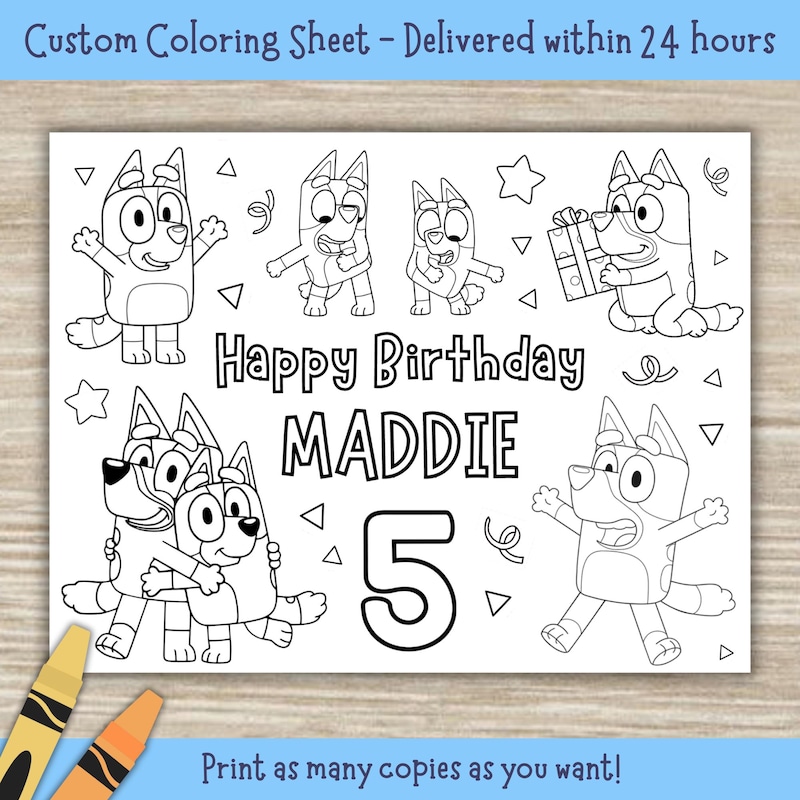 Printable Bluey Color Pages - Etsy