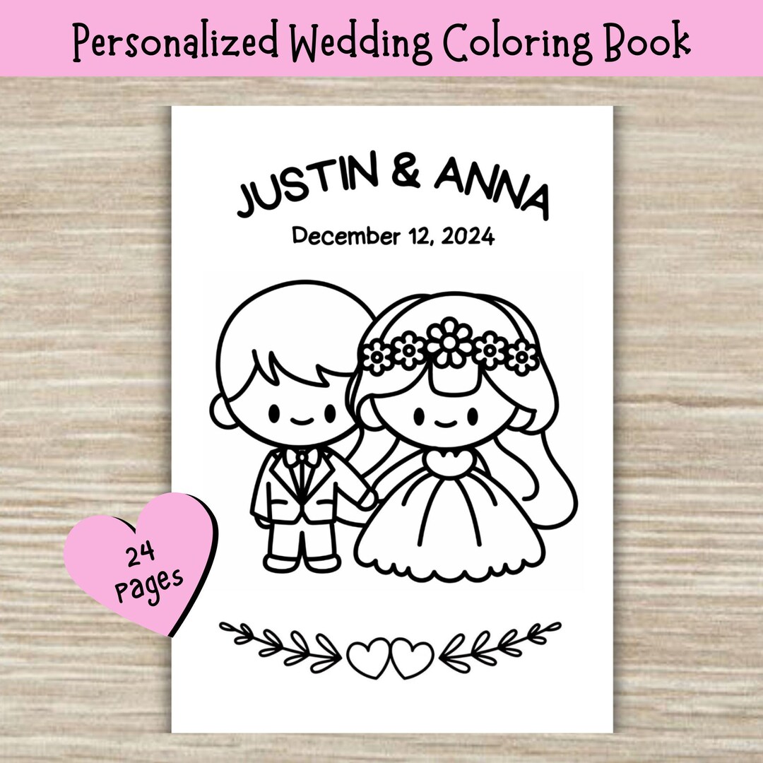 Personalized Wedding Coloring Book Wedding Activities & Coloring Pages ...