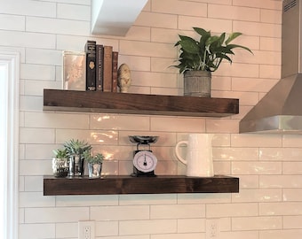 Floating Shelves // Set of Two Contemporary Rustic Floating Shelves // Floating Shelf //Contemporary Floating Shelves // Wood Shelves