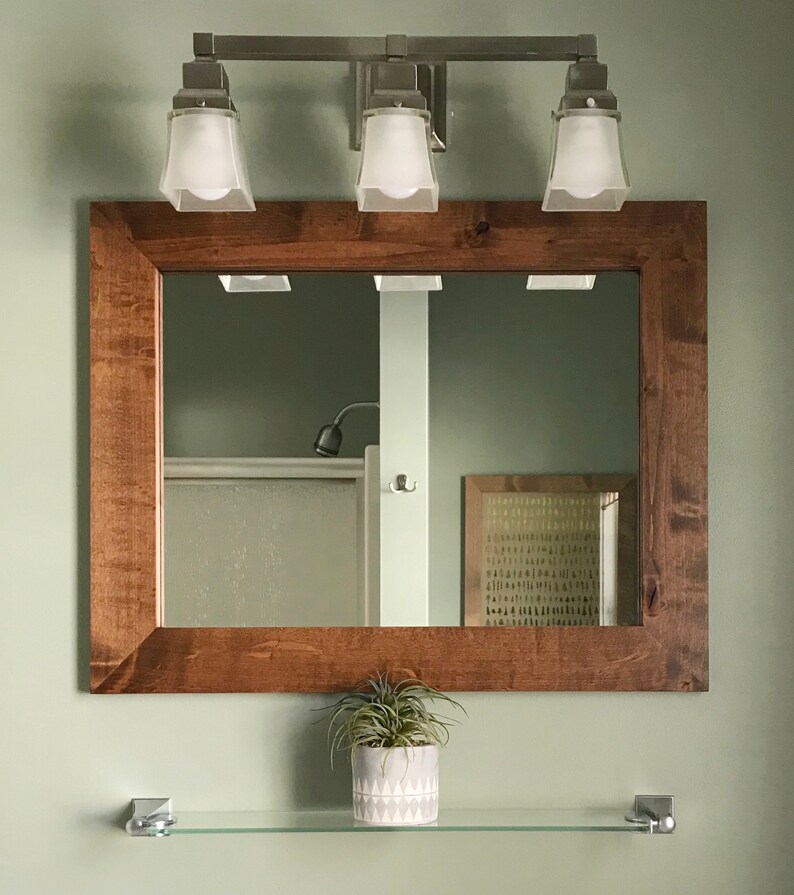 Vanity Mirror Contemporary Rustic Wooden Framed Bathroom