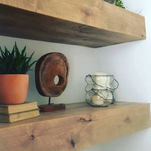 Set of Two Modern Rustic Floating Deep Shelves // Floating Shelves // Floating Shelf // Deep Floating Shelf // Wood Shelf // Kitchen Shelf