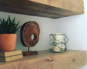 Set of Two Modern Rustic Floating Deep Shelves // Floating Shelves // Floating Shelf // Deep Floating Shelf // Wood Shelf // Kitchen Shelf