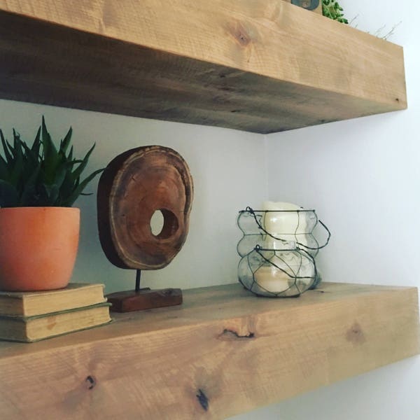 Set of Two Modern Rustic Floating Deep Shelves // Floating Shelves // Floating Shelf // Deep Floating Shelf // Wood Shelf // Kitchen Shelf