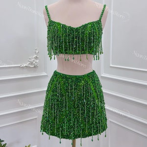 green emerald velvet dress Strapless Short Green Homecoming Dress with Sequins Everglade / 10