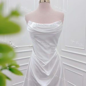 Strapless Satin Short Wedding Dress: Custom A-Line Bridal Gown