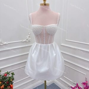 Short Corset Wedding Dress With Sparkling Beads. Gorgeous Short Party ...
