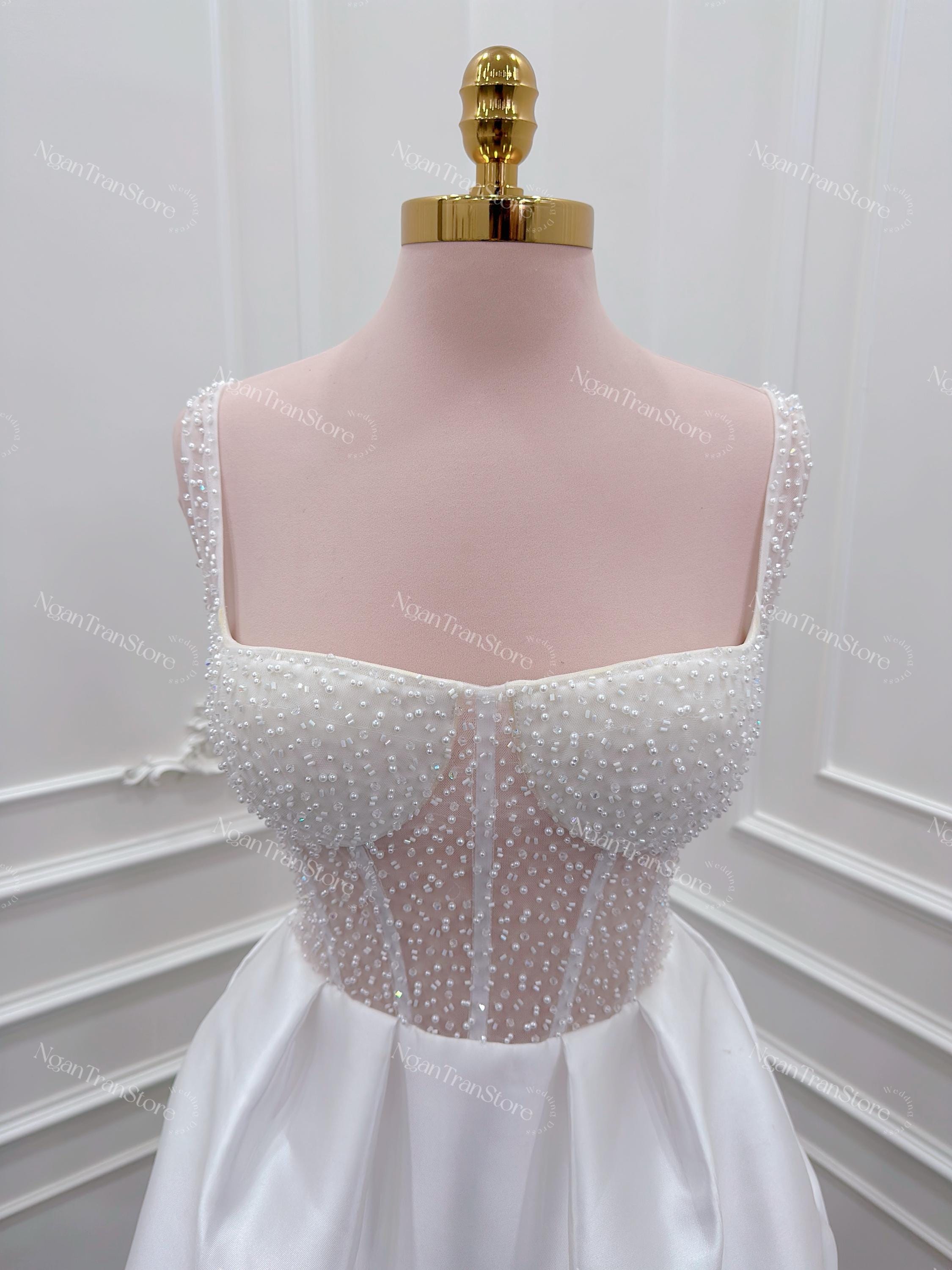 Short Corset Wedding Dress With Sparkling Beads. Gorgeous Short Party ...