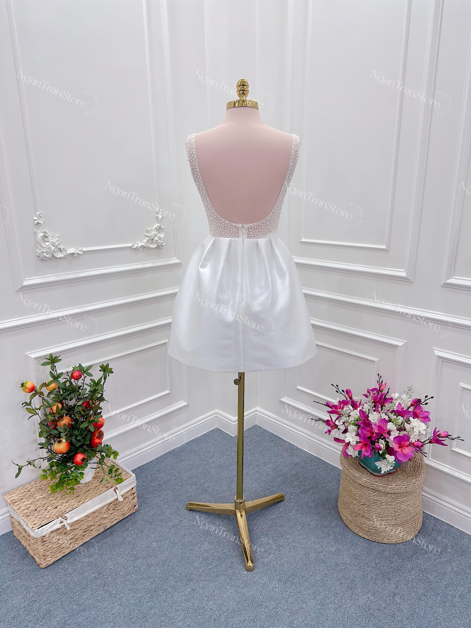 Short Corset Wedding Dress With Sparkling Beads. Gorgeous Short Party ...