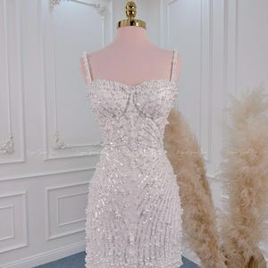 White Pearl Mini Dress: Handmade Corset Cocktail Party Dress
