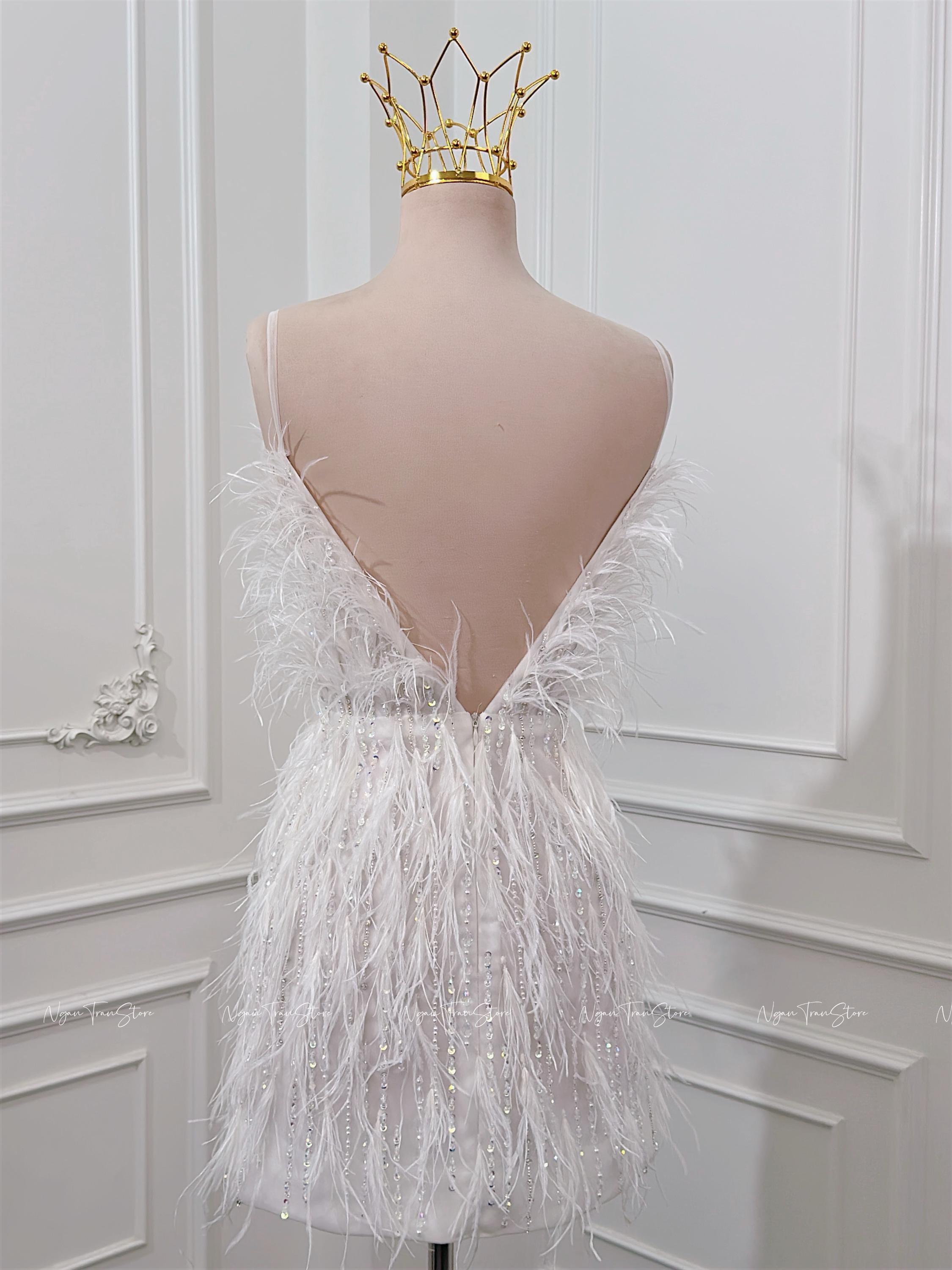 white feather mini dress White Mesh Mini Dress - Feather Trim Dress - Mock Neck Mini Dress