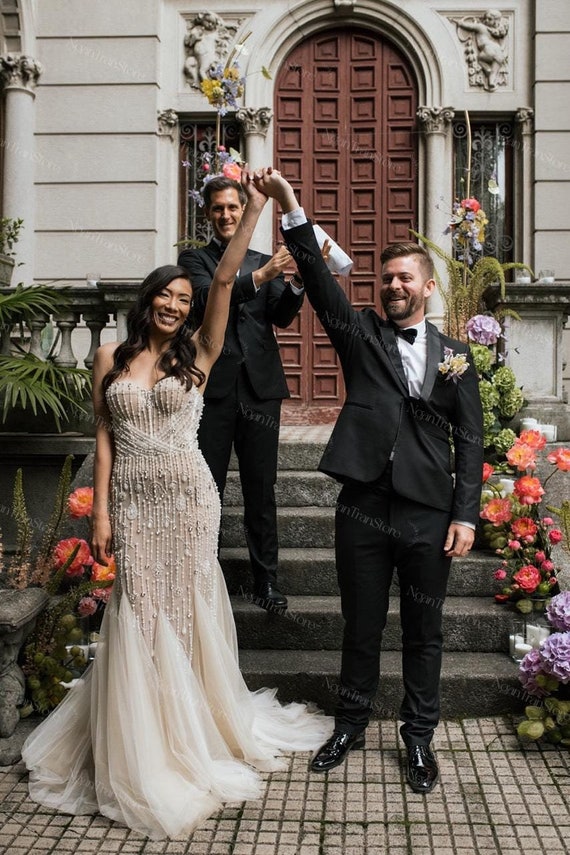 sparkling hand-beaded dress HAND BEADED TULLE COCKTAIL DRESS (EXCLUSIVE) – PatBO main image 1