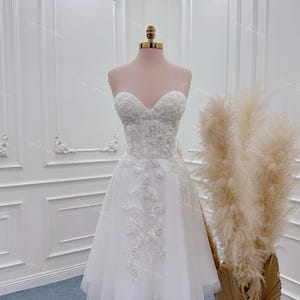 Sparkling Lace Midi Wedding Dress: Custom Made Reception Gown