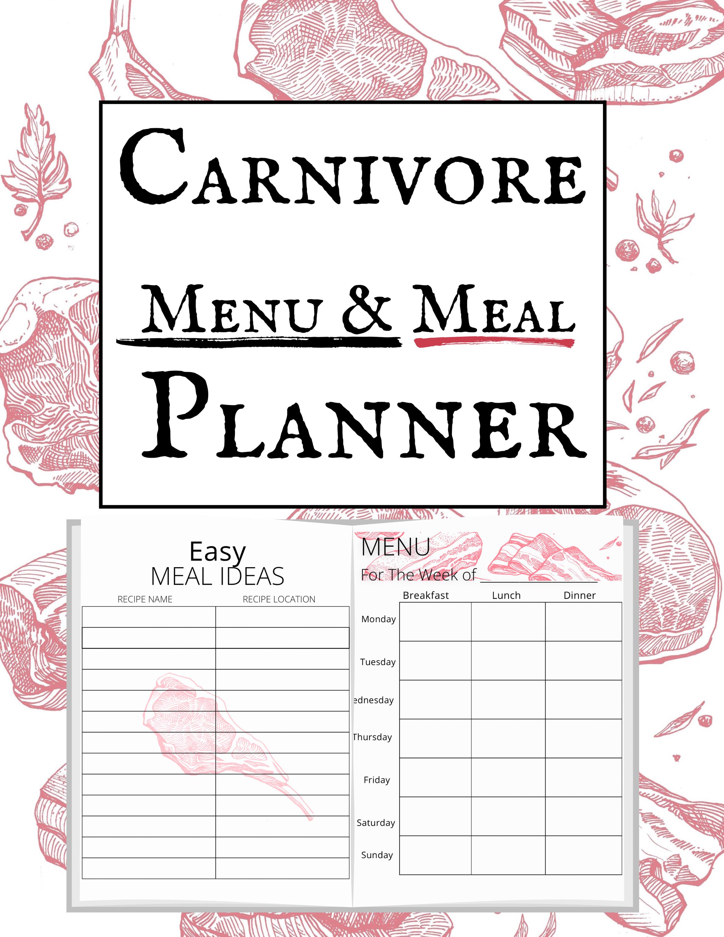 Carnivore Diet Meal Planner Bundle (instant Download Template) - Etsy