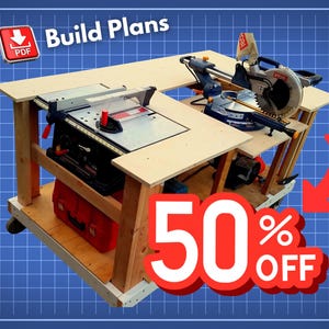 Mobile Workbench With Built-in Table & Miter Saws | Woodworking Build Plans | Workbench Plans | DIY Workbench