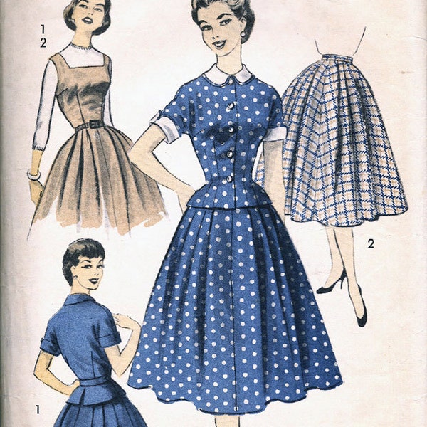 Mid 1950s ADVANCE 7784 Jumper Dress Skirt Jacket Pattern Size 16