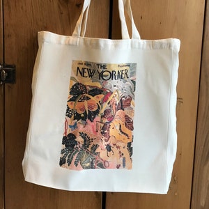 The New Yorker tote bag, cute tote bag, tote bag aesthetic ,New Yorker art, ilonka karasz art, New York tote image 1