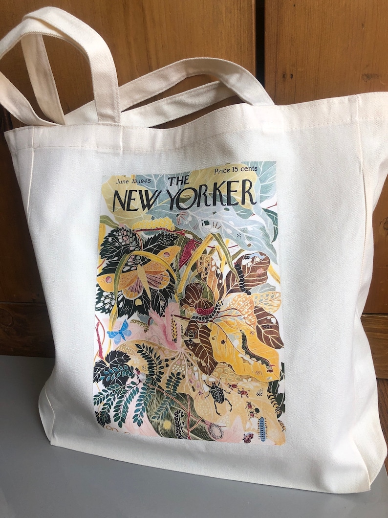 The New Yorker tote bag, cute tote bag, tote bag aesthetic ,New Yorker art, ilonka karasz art, New York tote image 3