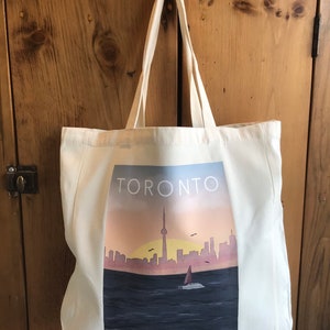 Toronto sac fourre-tout ville de Toronto eco friendly re réutilisable sac fourre-tout cadeau pour un ami toronto skyline canadien cadeau