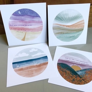 Versets bibliques Art Cartes Aquarelle Art chrétien Citations inspirantes Ensemble de cartes d'art Cadeaux de la Foi Décoration religieuse Cartes bibliques