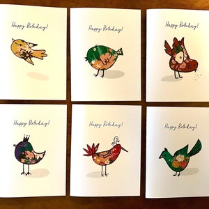 Carte d'anniversaire vierge pour ami, amoureux des oiseaux, lot de cartes d'anniversaire fantaisistes, carte d'anniversaire oiseau mignon, carte d'anniversaire pour elle