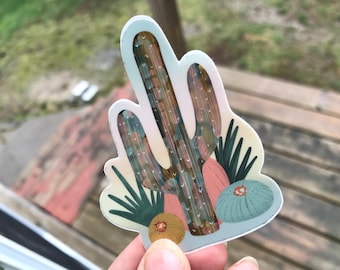 Pegatina para amantes de las plantas / Pegatina de vinilo impermeable / Pegatina de cactus para portátil / Bonita pegatina de plantas / Calcomanía para botella de agua / 7,6 cm