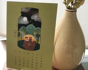 2024 art calendar mason jar design desk calendar monthly calendar corporate giftcalendar with stand tabletop calendar art