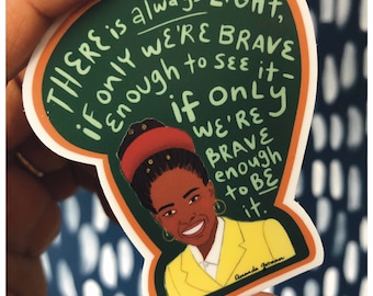 Amanda Gorman sticker, feminist laptop sticker, young black girl sticker