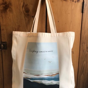 Ocean inspired tote bag with inspirational quote perfect for beach trips and daily errands gift for friend beach tote eco friendly tote