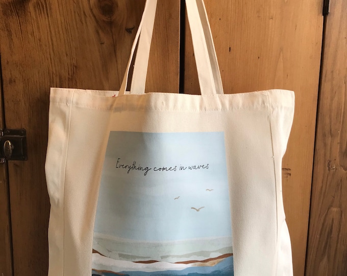Ocean inspired tote bag with inspirational quote perfect for beach trips and daily errands gift for friend beach tote eco friendly tote