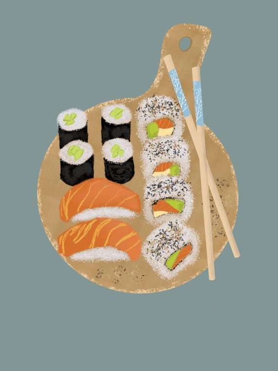 Sushi Art Print, Japanese Food, Restaurant Wall Art, Kitchen Art, Sushi  Lover Gift, Cute Wall Art - Etsy